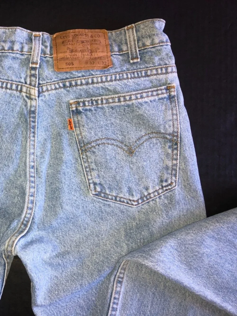 VTG Men Levis Blue Denim 505 Orange Tab Straight Leg USA 1992 32x32